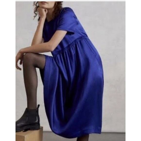 Anthropologie Maeve Jimena Dress Size M Sapphire Blue Oversized Midi Boho - Picture 2 of 11